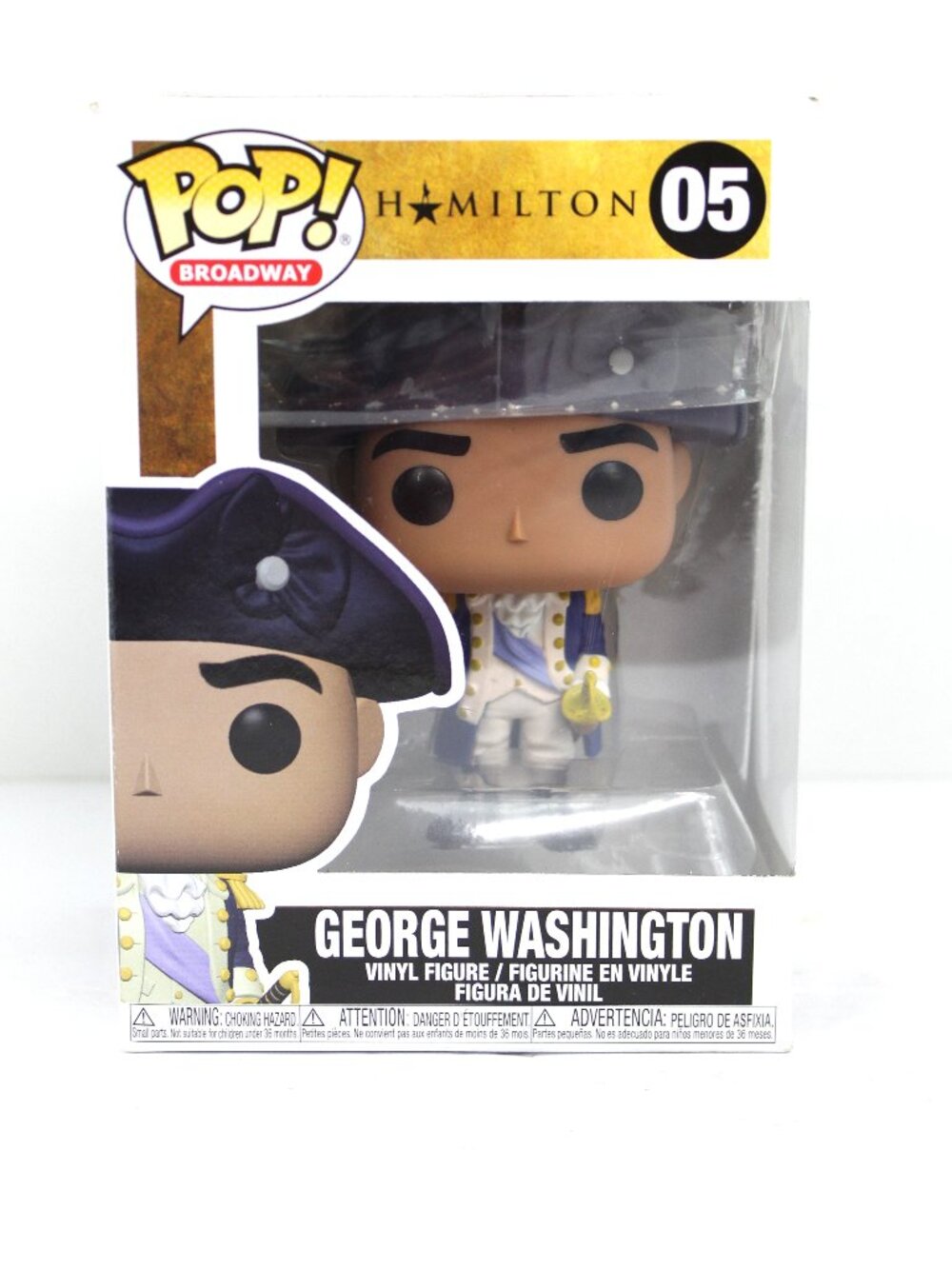 FUNKO POP! BROADWAY HAMILTON VINYL GEORGE WASHINGTON BOXED #05 NIB UNOPENED AS-I